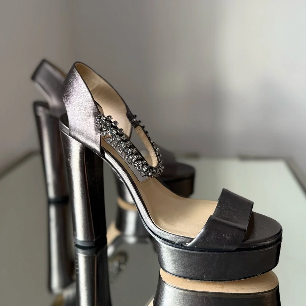 New Jimmy Choo Santina Embellished Satin Platform Sandals  $1,150 38